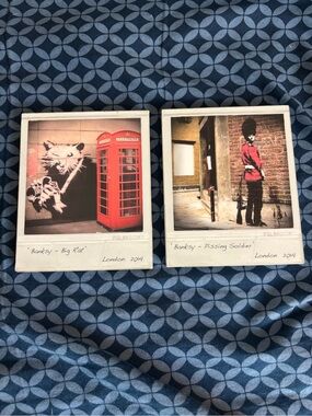 Banksy Prints - Giant Rat w/Telephone Booth Print & Pissing Soldier Print